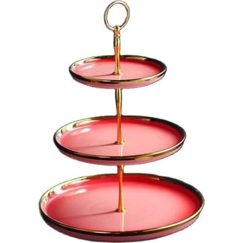 Watermelon Red Skewers Plates Ceramic Fruit Plate Three-layer Cake Plates Candy Dessert Holder Afternoon Tea Snack Stand Househ