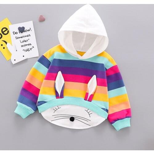 Toddler Girls Hoodie Sweatershirt Cotton Casual Children Kids Spring Cute Outfit Fashion Rainbow Print Clothes Costume 2021 New