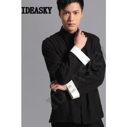 Cotton Traditional Chinese Tang Suit Top Clothes Men Long Sleeve Kung Fu Tai Chi Uniform Spring Autumn Shirt Blouse Coat jacket