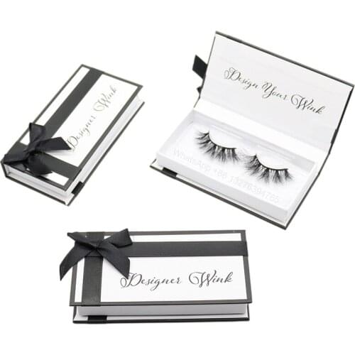 Unique White Matte Eyelash Box With Black Bow Customize Eyelash Packaging With Logo Wholesale Mink Lashes With Packing