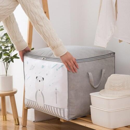 Thickened Non-woven Storage Bag Clothes Quilt Finishing Bag Quilted Quilt Bag Clothing Storage Box Household Goods Anime Basket