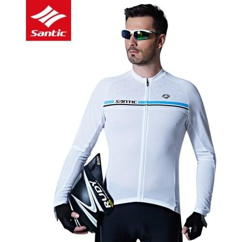 Santic Mens Long Sleeves Spring Autumn Long Sleeve Bike Clothes Cycling Jersey Quick Dry Breathable Ropa Ciclismo Maillot