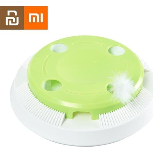 Xiaomi Pets Newest Electric Cat Toy Feather Retractable Cats Tray Pet Toy Fun Random Play Tray Automatic Cat Toy Supplies Youpin