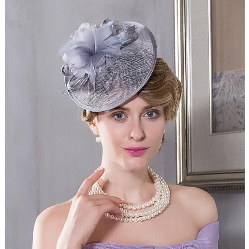 British Ladies Hat For Wedding Gray Party Formal Fascinator Cocktail Hats Women Derby Dress Chapeau Fedora Sombreros Invierno