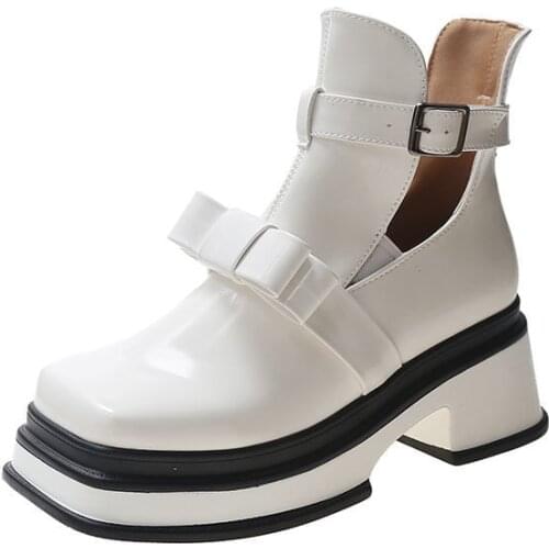 Platform Woman Shoes Ankle Boots Women Buckle Boots Female Autumn Thick Bottom Shoe Motorcycle Botas Mujer Girl High Heels Boots