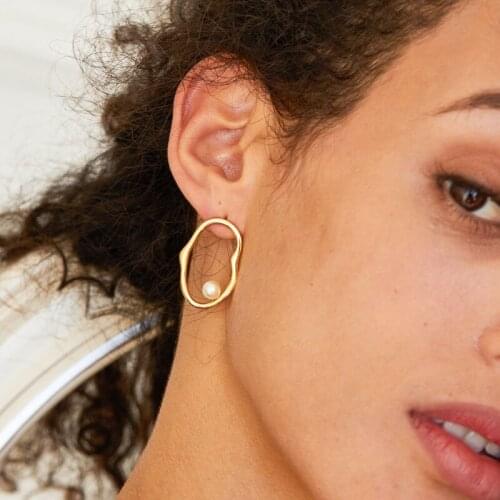 Original Sterling Silver S925 Earrings For Women Hyperbole Punk Fashion Vintage Style Precision Round Pearl Symmetrical Jewelry