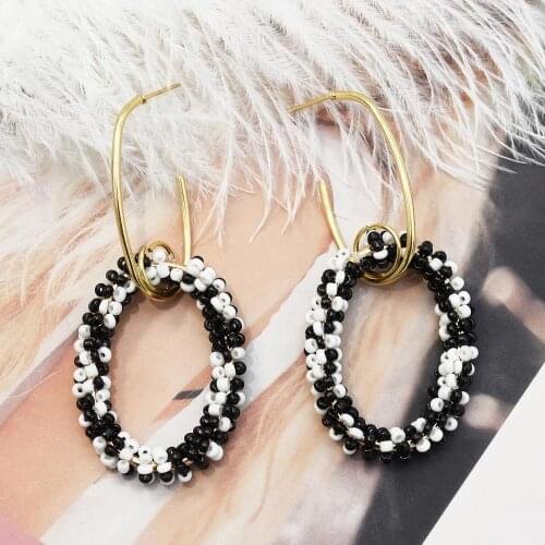 Fashion Punk Women Girl Wedding Jewelry Gold-color Big Flower Loop Hoop Earring Imitation Pearl Beads Wedding Hoop Earrings