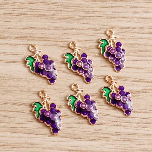 10pcs 9*17mm Mini Fruits Grape Charms for Jewelry Findings DIY Enamel Charms Handmade Crafts Bracelets Pendants Earrings Making