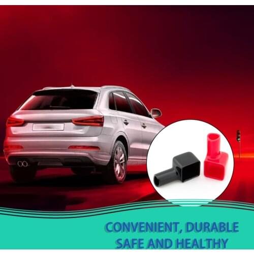 2pcs Red and Black Square Motorcycle Battery Terminals Rubber Covers Universal fit for Bike Scooter for Kart ATV hot sale