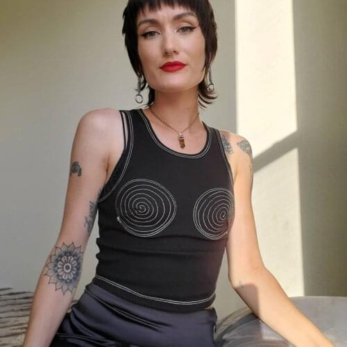 2021 Womens Rib Knit Tank Tops Trendy Sleeveless Round Neck Spiral Embroidery Crop Tops For Daily life Work Dating College