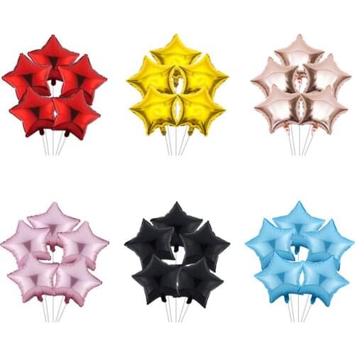 5Pcs 18inch Star Shape Aluminum Inflatable Foil Balloon Girl Boy Birthday Party Decoration Helium Globos Wedding Decor Balloons