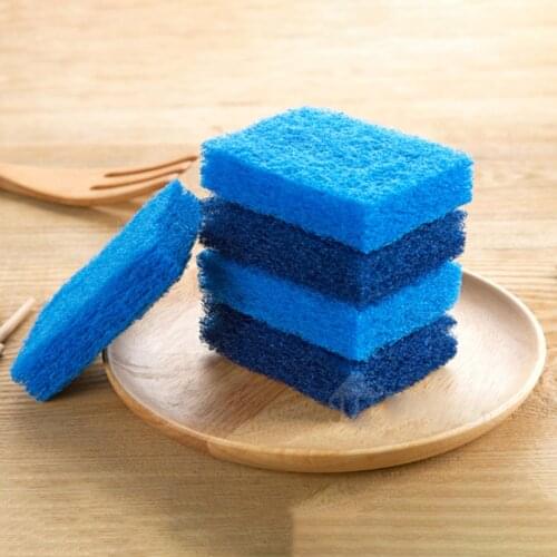 6pcs/lot Thickened Coarse Fiber Scouring Pad Double-sided Washing Pot Sponge Brush Cleaning Dish Cloth Random Color