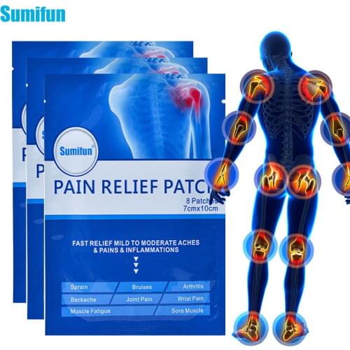 Sumifun 8Pcs Pain Relief Patch Muscle Strain Pain Knee Pain Joint Pain Backache Plaster Body Massage Health Care K02301