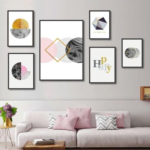 Abstract Geometric Marble Pattern Gold Canvas Painting Poster and Prints Wall Art Pictures Gallery for Living Room Home Decor