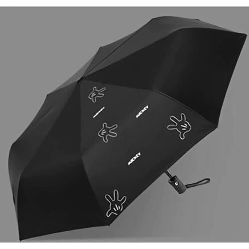 Disney Automatic Kids Umbrella Black Plastic Three-fold Mickey Umbrella Womens Umbrella Mens Rain Umbrella Folding Big Sun