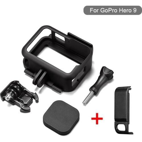 For GoPro Hero 9 Black Frame Case Len Cap Battery Side Cover Lid Removable Easy Charging Cover Port for Go Pro 9 Accessories