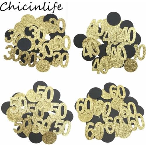 Chicinlife 1Bag Number 30 40 50 60 Year Old Round Paper Confetti Happy Birthday Party Anniversary Table Scatters Decor Supplies