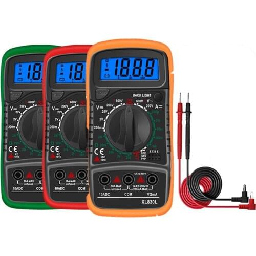 Digital Multimeter AC/DC Ammeter Voltmeter Voltage Resistance Test Electrical Instrument Silicone Cover Blue Screen XL830L
