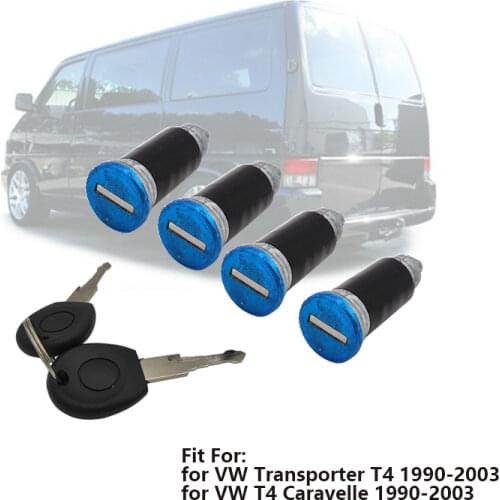 Auto Door Lock Cylinder Key Set Front For VW Transporter T4 Year 1990-2003 701837205,701837206,701837210 701827561 Closing Lock