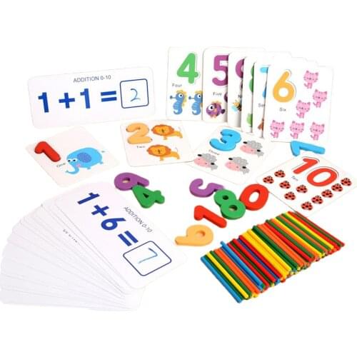 Kids Math Toy Wooden Numbers Counting Sticks, 0-10 Number Calculate Toy