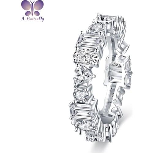 Multi-style Stone 925 Sterling Silver Ring Ladies Engagement SONA Simulation Diamond Wedding Engagement Eternity Ring Band