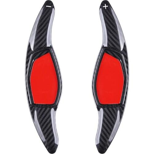 2Pcs Carbon Fiber Car Steering Wheel Shift Blade Paddle Shifter Extension For Audi R8/RS3/RS4/RS5/TT 2016-2021 Red Black