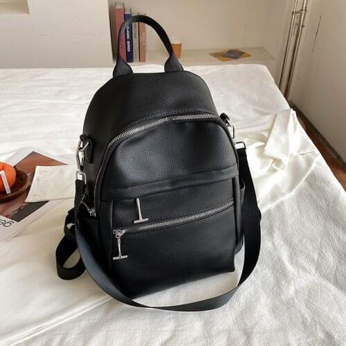 Korean Fashion Womens Backpack Pu Leather Anti-theft Student School Bags Large-capacity Travel School Backpack