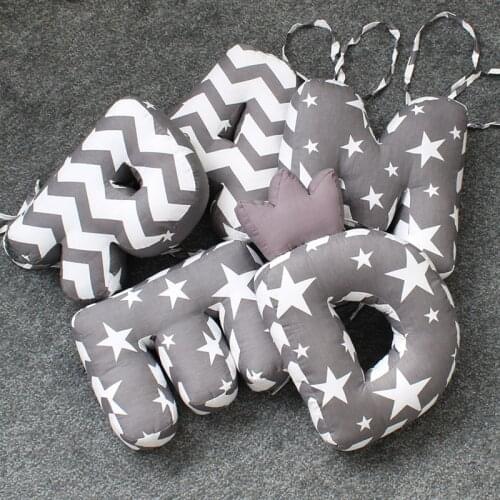 New Baby Plush Toy Cotton Soft Sleep Cushion Breathable Baby Stuffed Toy DIY Custom Made Letter Bumper Infant Room Decoration
