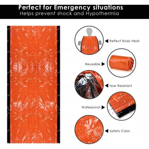 Outdoor Emergency Bivy Sack Survival Sleeping Bag Emergency Blanket Lightweight and Compact Survival Gear with Whistle Carabiner