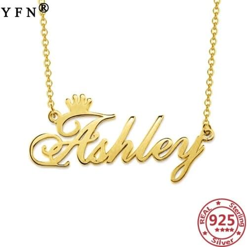 YFN Customize Name Necklace 925 Sterling Silver DIY Name Necklace Pendant Personalize Letter Necklace Ketting Jewelry Moms Gift