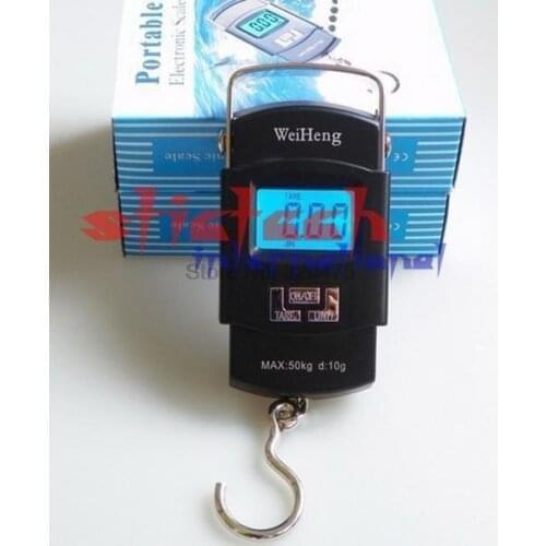By dhl or ems 50pcs electronic weighing scale digital scale 50kg 5g luggage kitchen scale portable hook balacne crane scales
