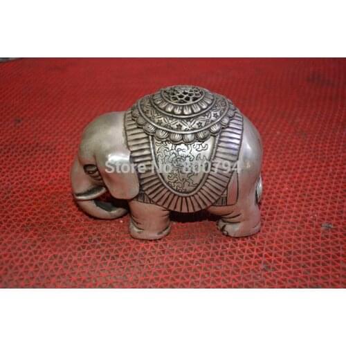 Collectable Ming Dynasty (xuan de1426-1438)Silver Dragon Incense Stove\Censer,Elephant,Free Shipping