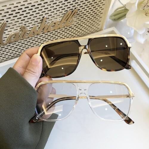 New Fashion Oversized Pilot Sunglasses Women Brand Designer Trendy Vintage Metal Square Sun Glasses Men Shades Oculos Feminino