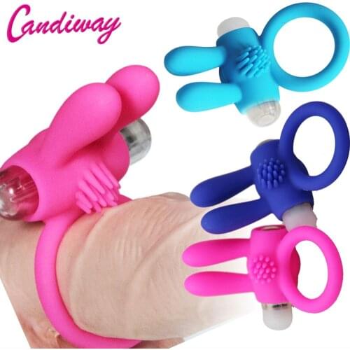 Lasting Rabbit ring vibrator triple clitoris Massager masturbation Vibrating cocking delay ejaculation vibe Sex Toys For man