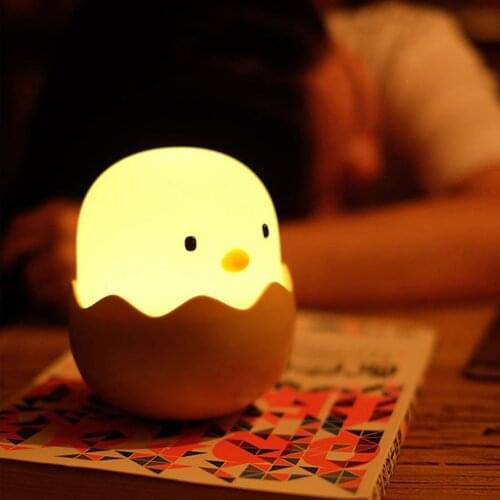 Eggshell Chicken Silicone LED Night Light USB Rechargeable Intelligent Sensor Childrens Bedside Lamp Soft Light to Help Sleep