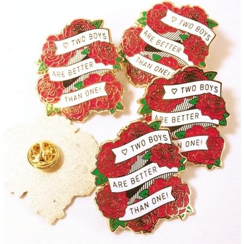 Yaoi BL Two Boys Are Better Glitter GAY LGBTQ Pride Enamel Brooch Pin Hat Bag Lapel Pins Badges Fashion Jewelry Accessories