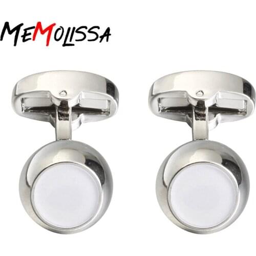 MeMolissa Luxury Shirt Cufflinks for mens Brand cuff button White Opals Wedding cuff links High Quality abotoaduras Jewelry