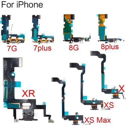 1pcs For iphone 7 8 4.7" & 5.5" X XR XS MAX USB Charging Port Dock Connector Flex Cable Microphone Repair Part