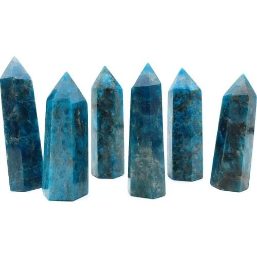 1PC High Quality Natural Blue Apatite point Hexagonal Crystal Tower Healing Stone Energy Stone Natural Stones and Minerals