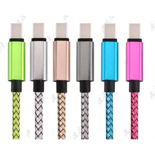 200pcs/lot 1M 3FT Aluminum Alloy Fabric braided Usb 3.1 Type C Fast charging Usb data cable For Samsung galaxy s8 Huawei P9