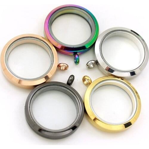 30mm 316L Stainless Steel Twist Screw Locket Pendant Floating Charms Locket Clear Glass Locket DIY Jewelry