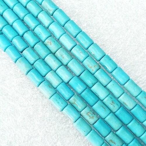 4~12mm Natural Blue Turquoise Semi-precious Stone Cylindrical Loose Beads Jewelry Making DIY Bracelet Necklace Accessories 39cm