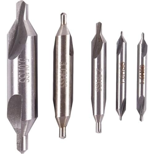 5 x HSS Drill Bits Drills Combined Center Center Countersink Bit Tool 60th Grade