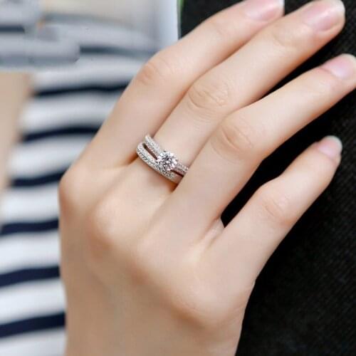 BABYLLNT New 925 Sterling Silver Ring Two In One AAAAA Zircon Ring Wedding Ring For Woman High Jewelry Gift