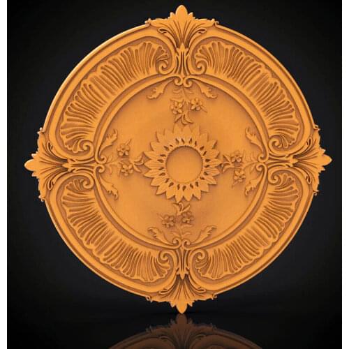 Decorative Round flower 3d model relief for cnc carving engraving in STL file format lamp panel