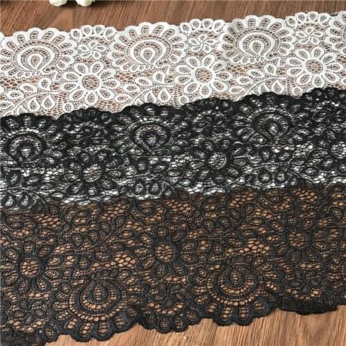 5 Yards stretch lace trim, black / white/pink flower Elastic lace, bridal belts, headwear DIY 7.9 inches