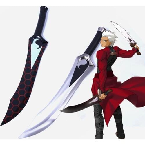 Fate Stay Night Archer EMIYA Cosplay Red A double blades Wood Weapon Sword model Anime Costume party