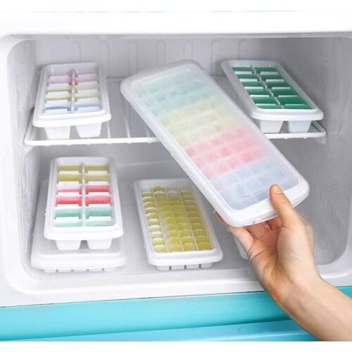 12/48/60 Grids Ice Cube Mould With Lid Cover Homemade Bar Party Cocktail Use Square Ice Cube Maker DIY Kitchen Ice Cream Mould