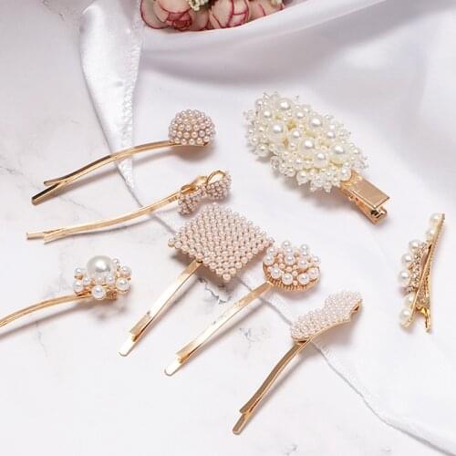 JUJIA Hot Sale Girls Imitation Pearl Beads Hair Clips Pins Simple Fashion Hairpins Women Luxury Sweet Hairgrips Accessories