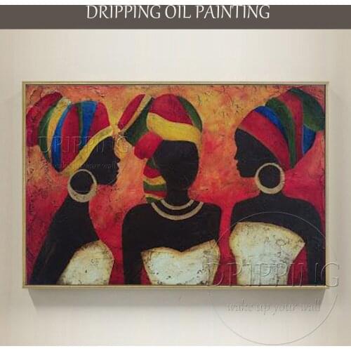 Top Artist Hand-painted African Woman Oil Painting on Canvas African Woman Portraits Oil Painting Woman with Scarf Oil Painting